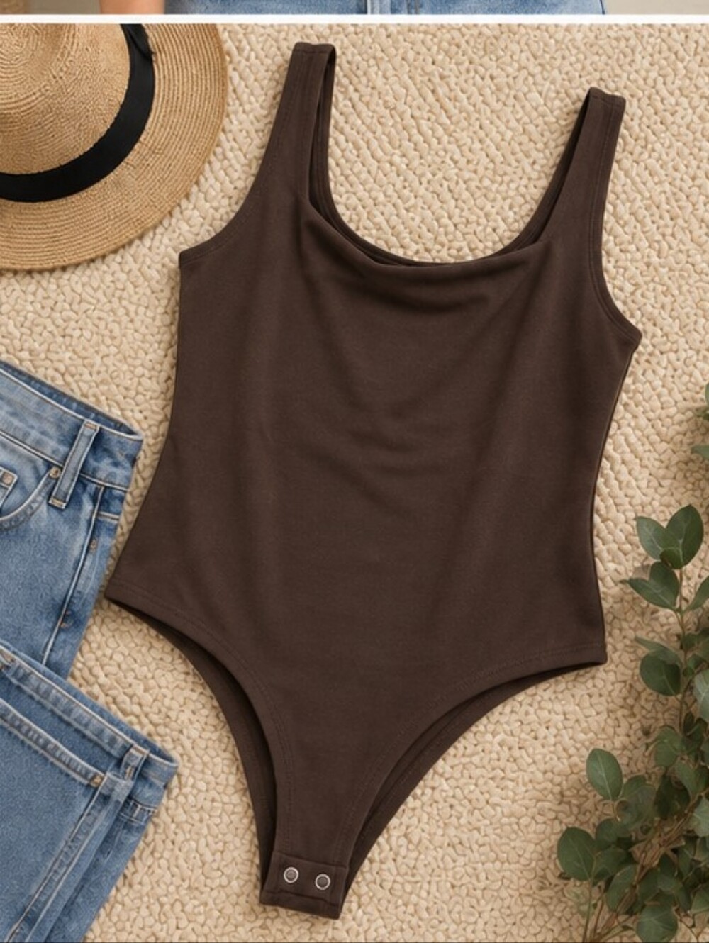 Banana Republic Factory Brown Scoop Neck Bodysuit Size Medium